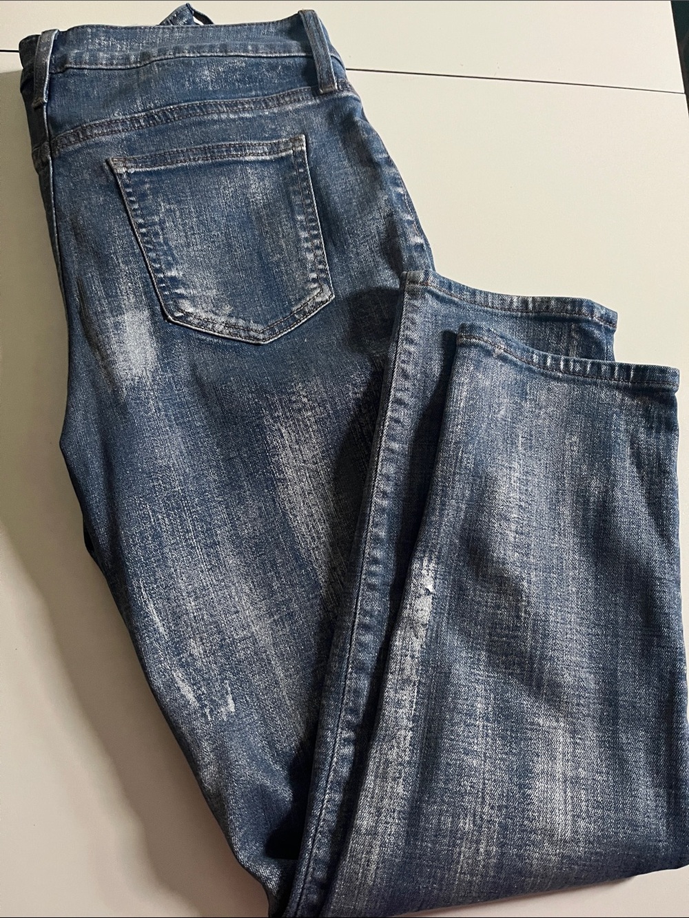 Chico’s So Slimming Girlfriend Ankle Painted Silver Jean NWT 0.5 / 6R